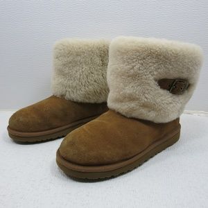 UGG Australia Ellee Kids/Women Tan and Sheepskin Cuff w/ Buckle Detail Boots